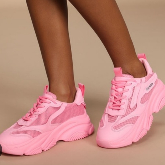 Steve Madden Pink Possession Platform  Sneakers - Picture 1 of 16